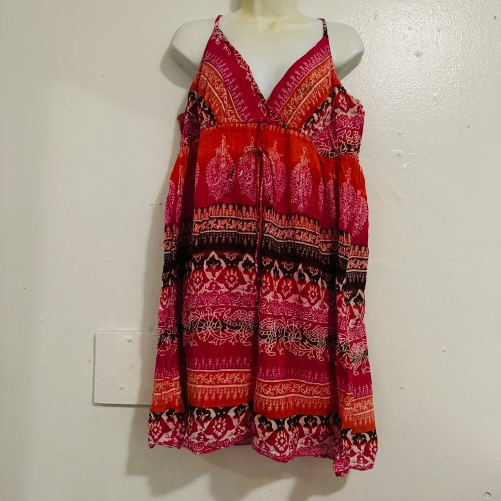 summer mini dress plus size 1X multicolor Honeycomb black 100% cotton - Picture 3 of 12